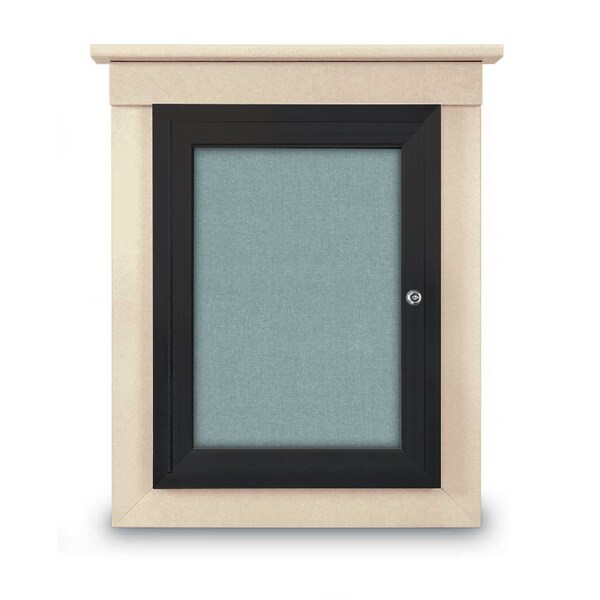 42"x32" 2-Door Enclosed Letterboard, Green Felt/Cherry
